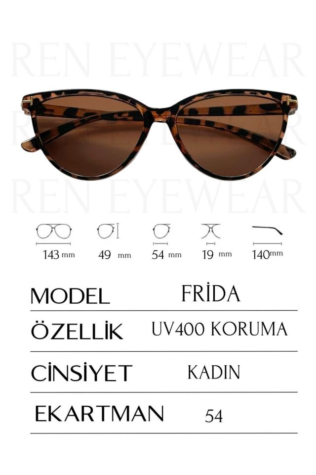 Fri̇da  Cat  Leopar Yeni̇ Sezon Kadin Güneş Gözlüğü / Ren Eyewear