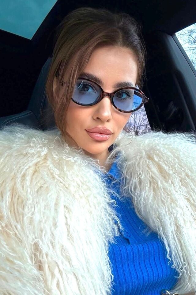 TR MİUX VERS2 LEOPAR MAVİ OVAL GÜNEŞ GÖZLÜĞÜ  KADIN MODERN YENİ SEZON REN EYEWEAR