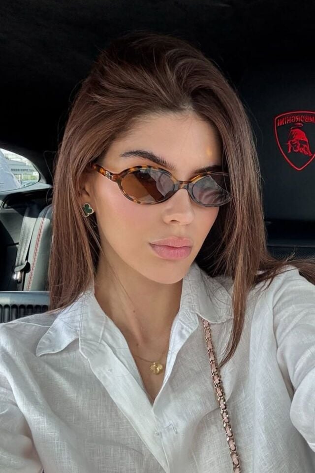 Miux Leopar Oval Çerçeve Kahverengi Cam Popüler  Güneş Gözlüğü