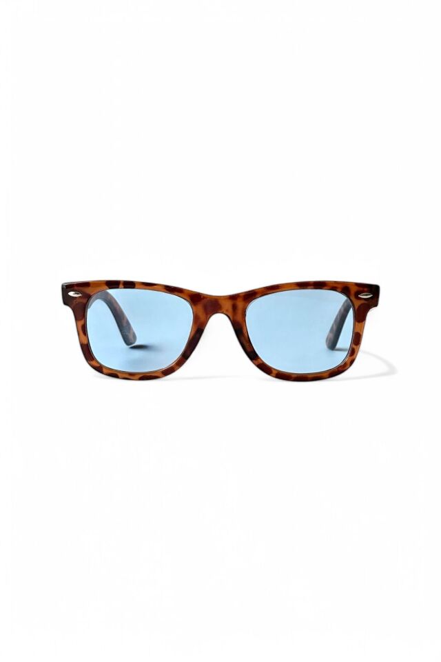 WAYF LEOPAR ÇAPRAZ KESİM MAVİ CAM GÜNEŞ GÖZLÜĞÜ  / Ren Eyewear