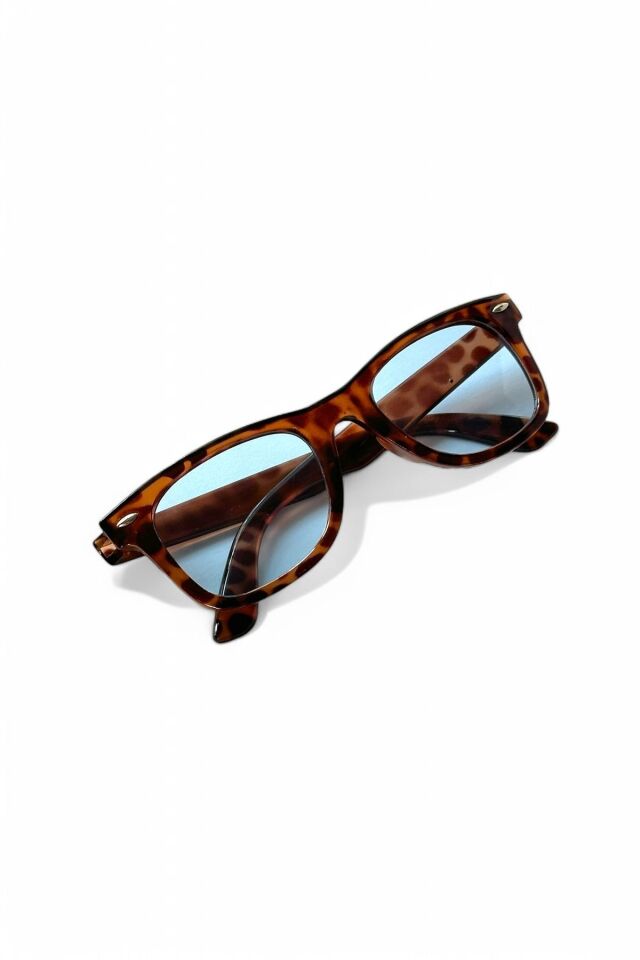 WAYF LEOPAR ÇAPRAZ KESİM MAVİ CAM GÜNEŞ GÖZLÜĞÜ  / Ren Eyewear