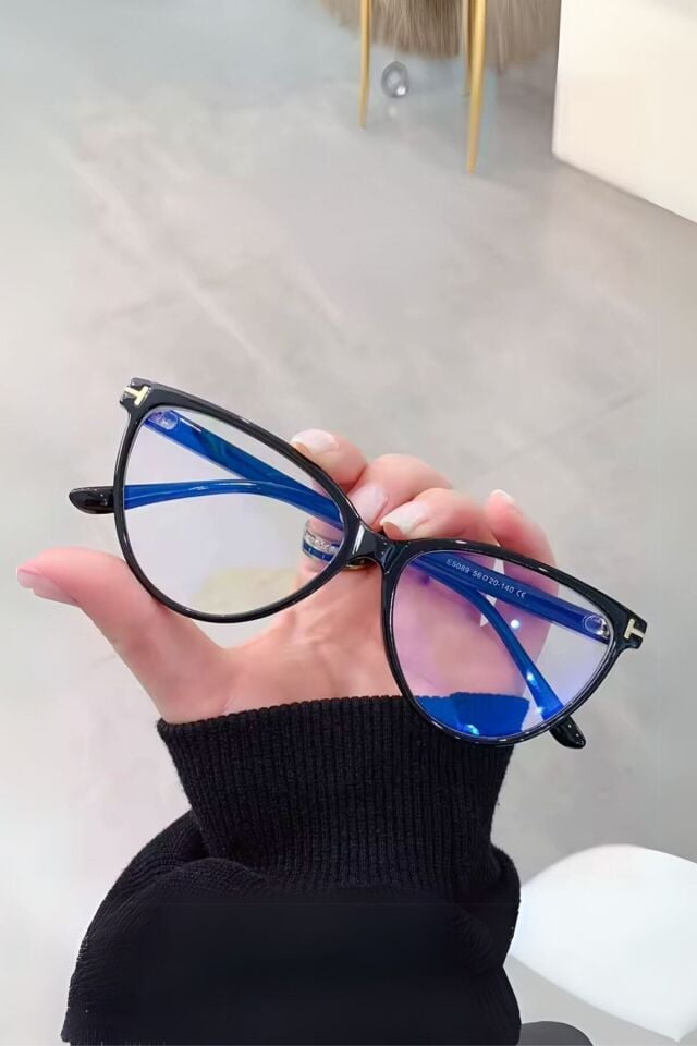 Frida Siyah Cat Eye Çerçeve Popüler Şeffaf Ekran Gözlüğü