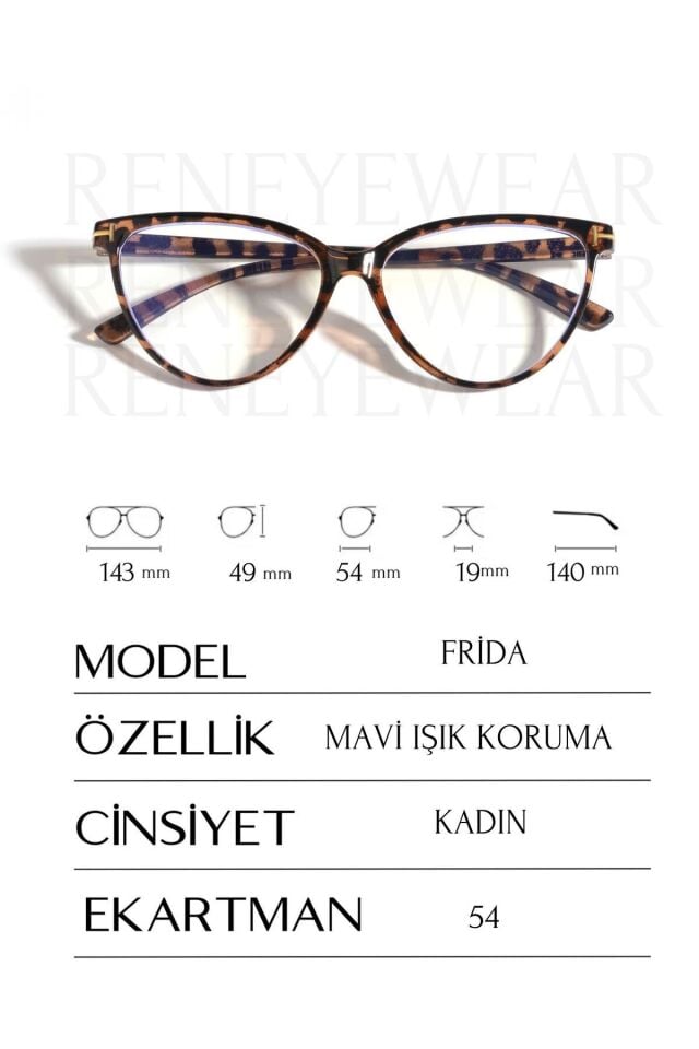 Frida Leopar Cat Eye Çerçeve Popüler Şeffaf Ekran Gözlüğü