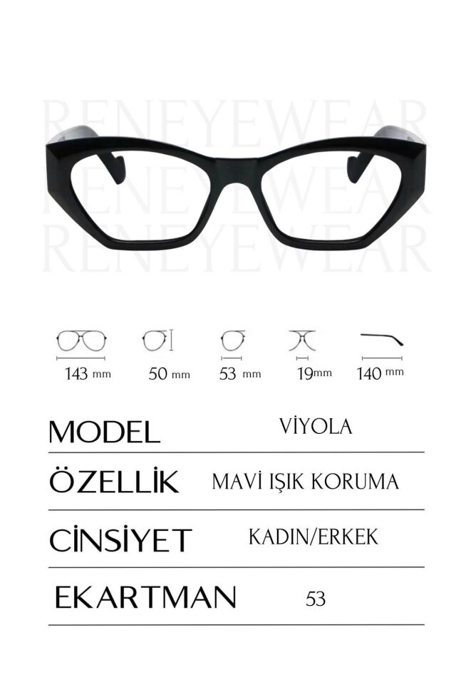 Viyola siyah cat eye model  Popüler Şeffaf Ekran Gözlüğü
