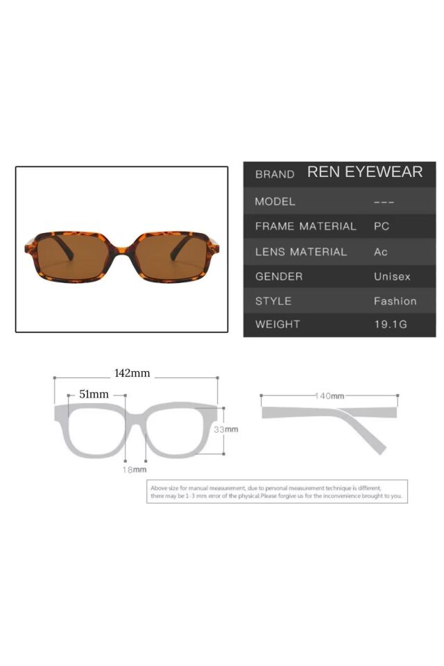 MİUX KAHVERENGİ DİKDÖRTGEN GÜNEŞ GÖZLÜĞÜ  KADIN MODERN YENİ SEZON REN EYEWEAR