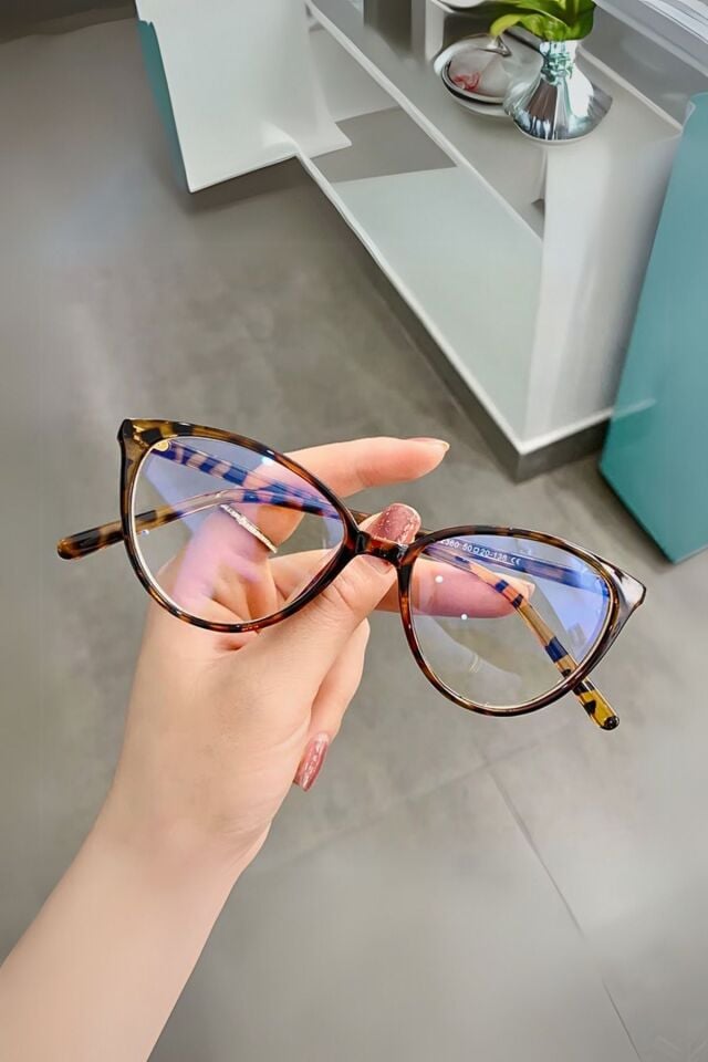 NORA CAT LEOPAR ÇERÇEVE Popüler Mavi Işık Korumalı Blue Block Şeffaf Ekran gözlüğü