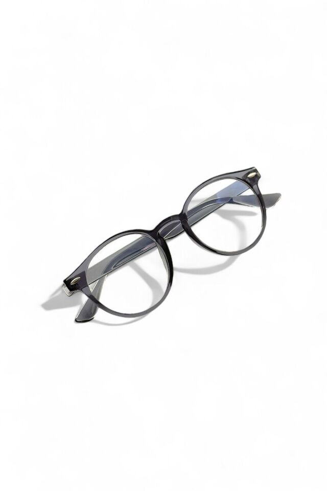 Unisex Oval  Kesim Yuvarlak Şeffaf Füme Klasik Mavi Işık Korumalı Ekran Gözlüğü BLUE BLOCK