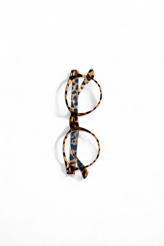 Unisex Oval  Kesim Yuvarlak Leopar Klasik Mavi Işık Korumalı Ekran Gözlüğü BLUE BLOCK