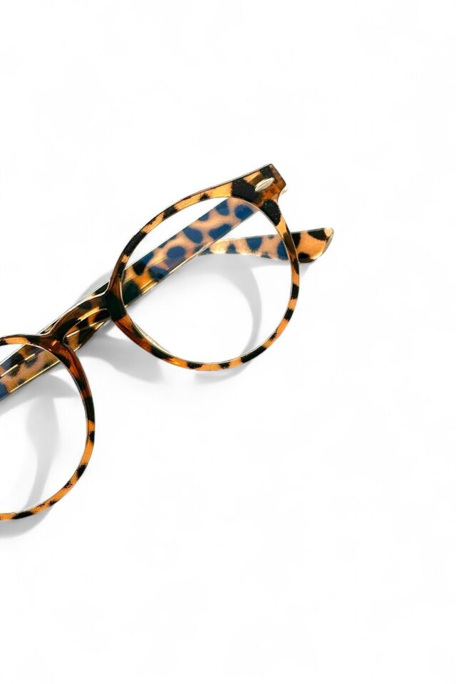 Unisex Oval  Kesim Yuvarlak Leopar Klasik Mavi Işık Korumalı Ekran Gözlüğü BLUE BLOCK