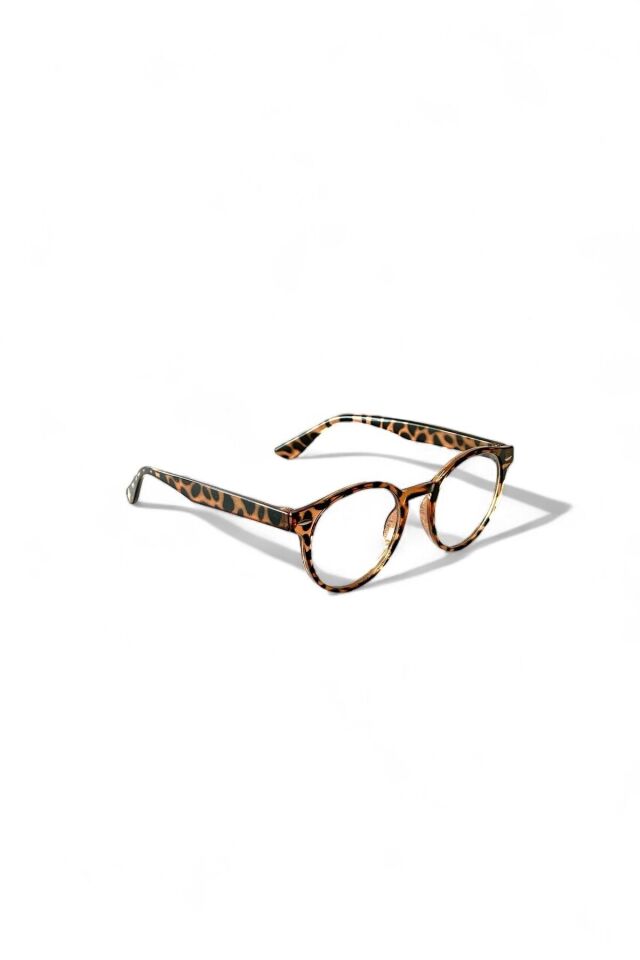 Unisex Oval  Kesim Yuvarlak Leopar Klasik Mavi Işık Korumalı Ekran Gözlüğü BLUE BLOCK