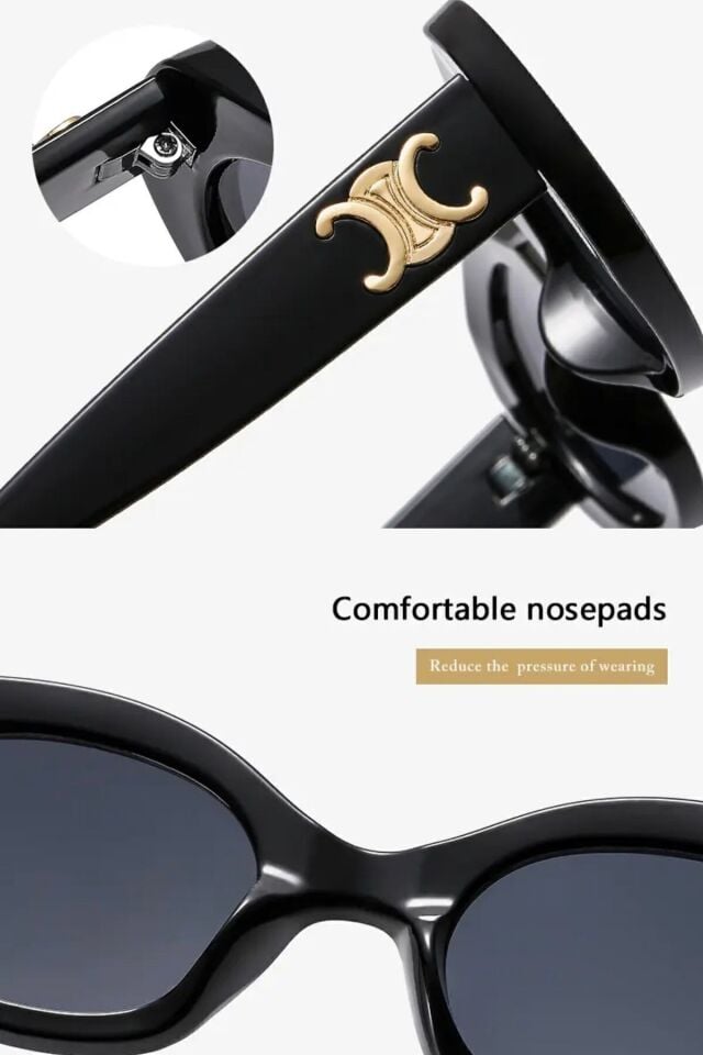 LUNAS  SİYAH GÜNEŞ GÖZLÜĞÜ OVAL 2025 YENİ SEZON POPÜLER uv400 / REN EYEWEAR