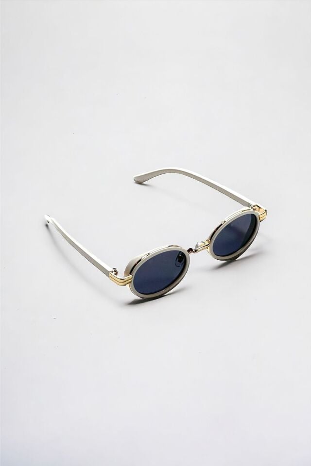 Dina Round Güneş Gözlüğü Unisex Beyaz Oval Çerçeveli /
