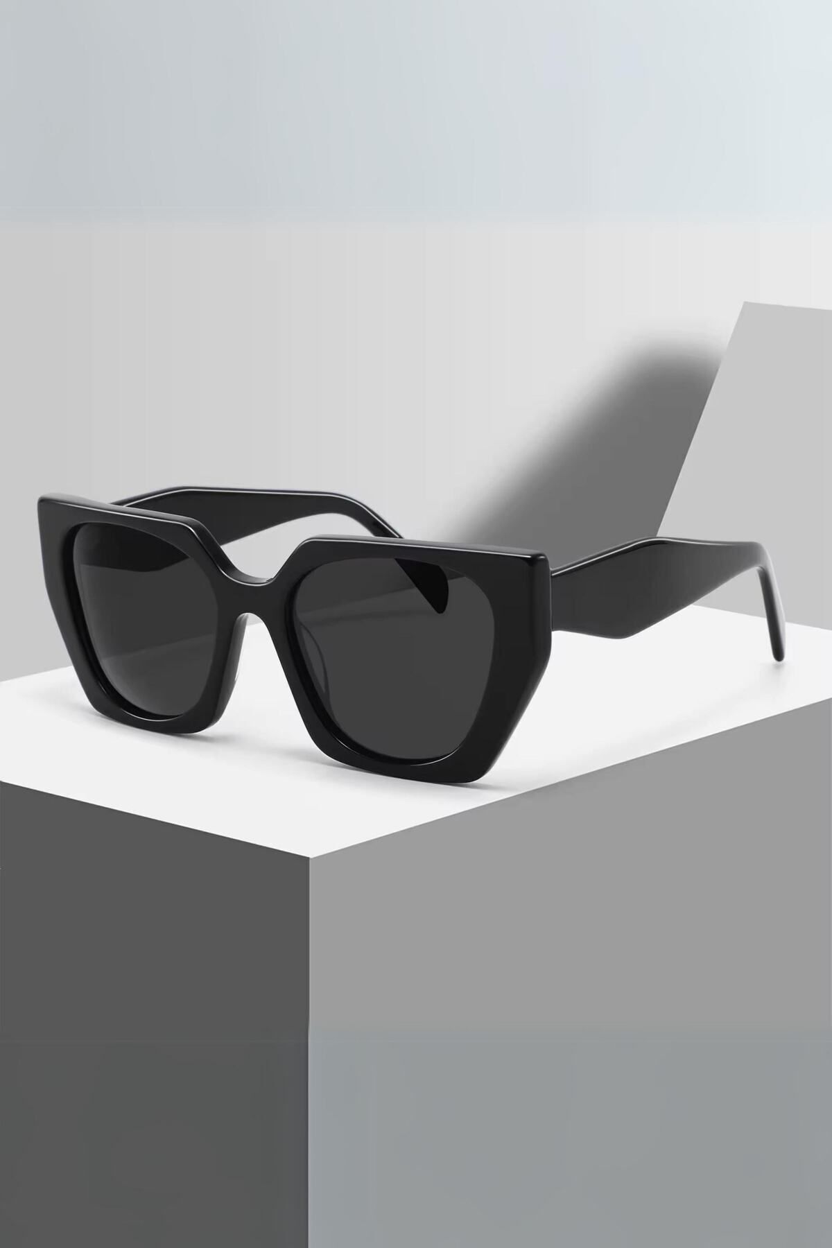 Pr Gina 2024 Büyük Boy Tasarım Full Siyah Kadın Güneş Gözlüğü / Ren Eyewear