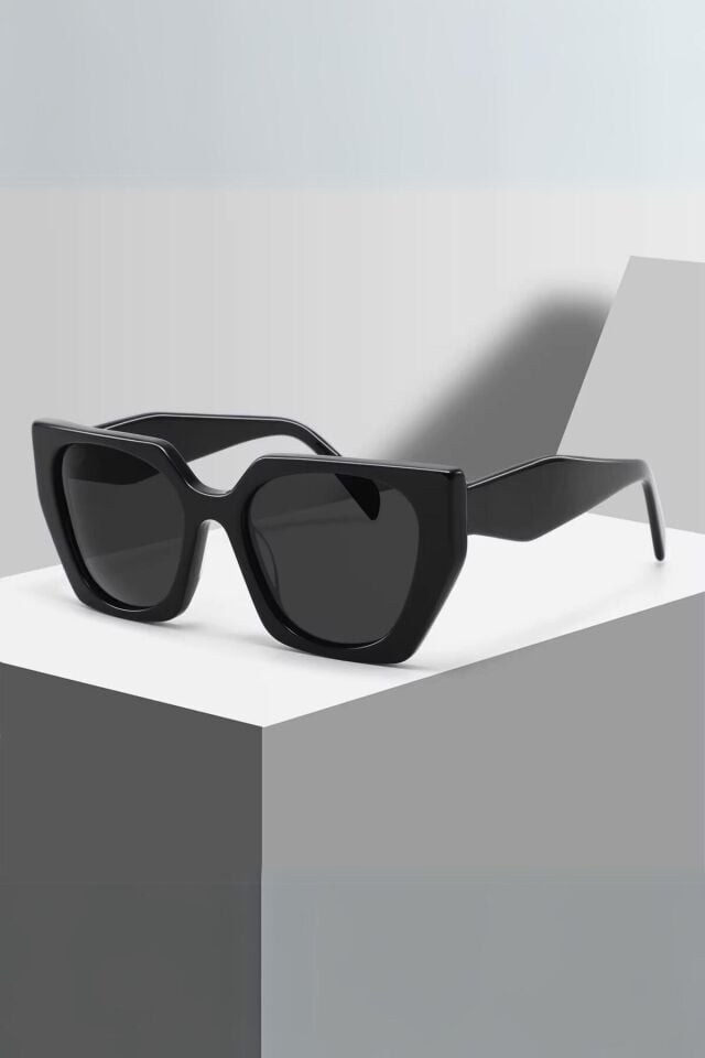 Pr Gina 2024 Büyük Boy Tasarım Full Siyah Kadın Güneş Gözlüğü / Ren Eyewear