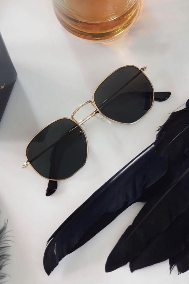 COOLANDBETTER BEŞGEN GÜNEŞ GÖZLÜĞÜ GOLD ÇERÇEVE SİYAH CAM REN EYEWEAR
