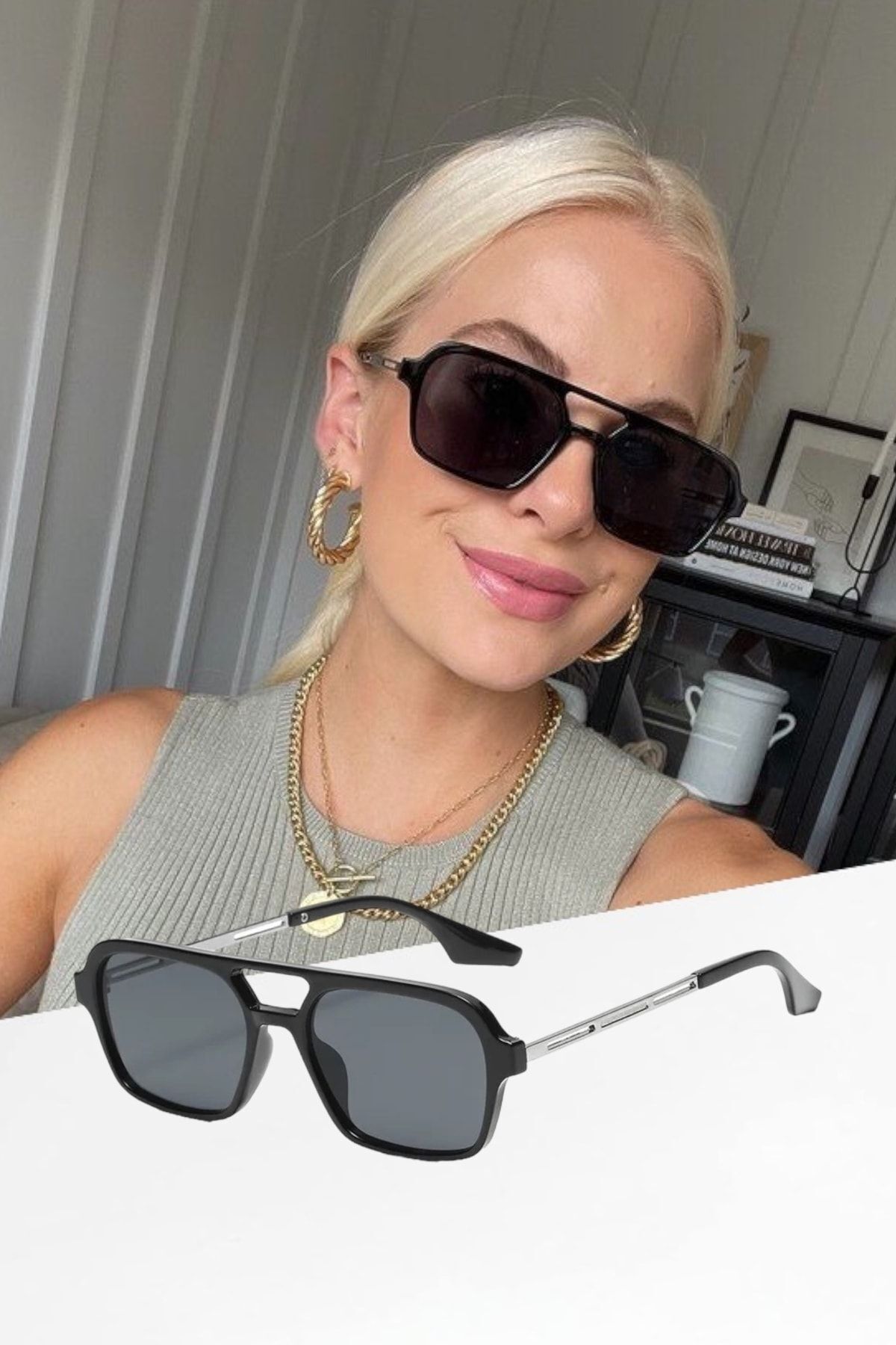 MARLA GÜNEŞ GÖZLÜĞÜ SİYAH KLASİK KARE ERKEK KADIN / REN EYEWEAR