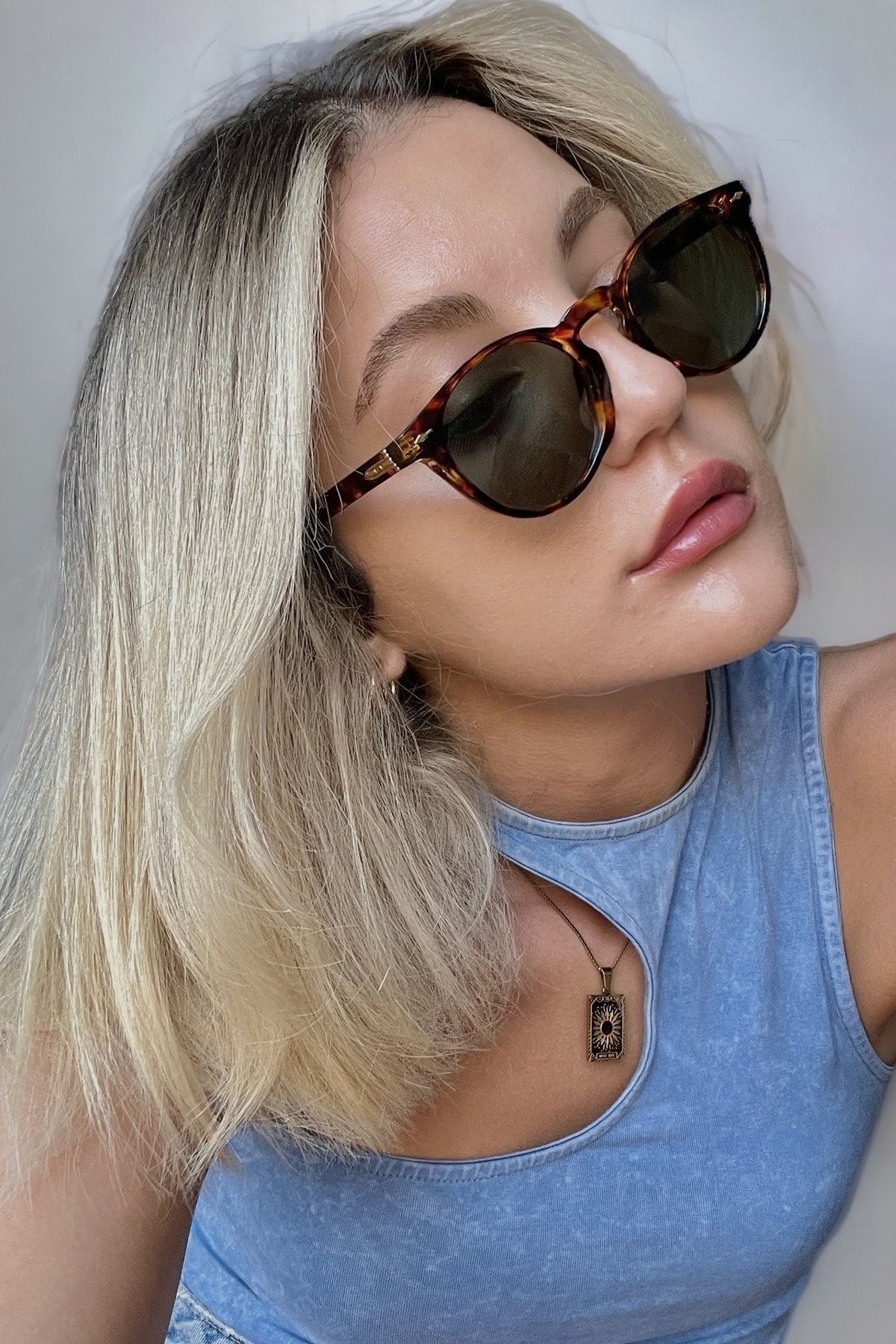 Jade Güneş Gözlüğü Unisex Round Yuvarlak Leopar / Ren Eyewear