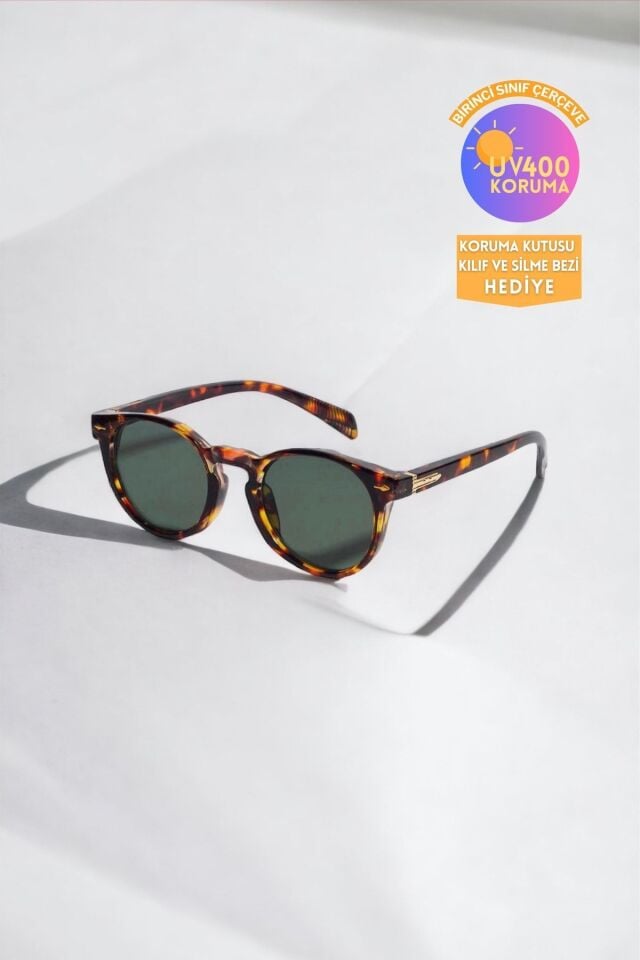Jade Güneş Gözlüğü Unisex Round Yuvarlak Leopar / Ren Eyewear