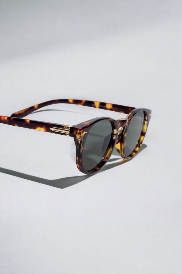 Jade Güneş Gözlüğü Unisex Round Yuvarlak Leopar / Ren Eyewear