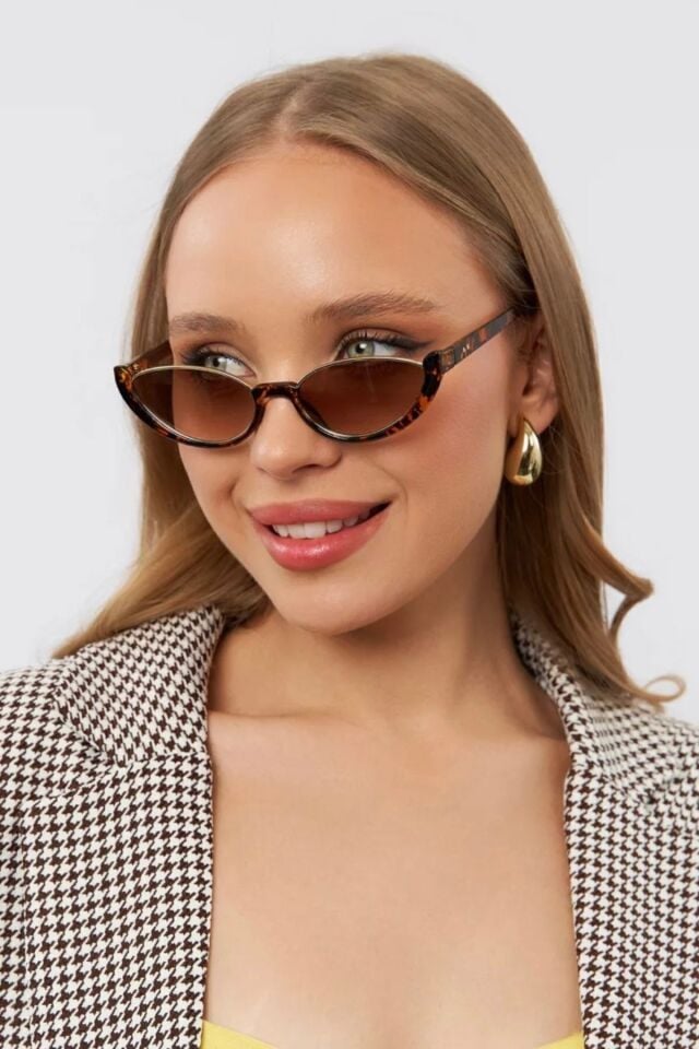 Tina Cat Eye Güneş Gözlüğü Kadın Leopar Çerçeve /reneyewear