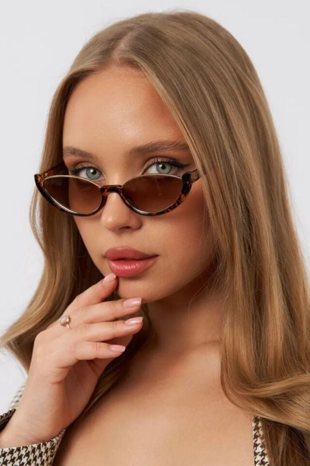 Tina Cat Eye Güneş Gözlüğü Kadın Leopar Çerçeve /reneyewear