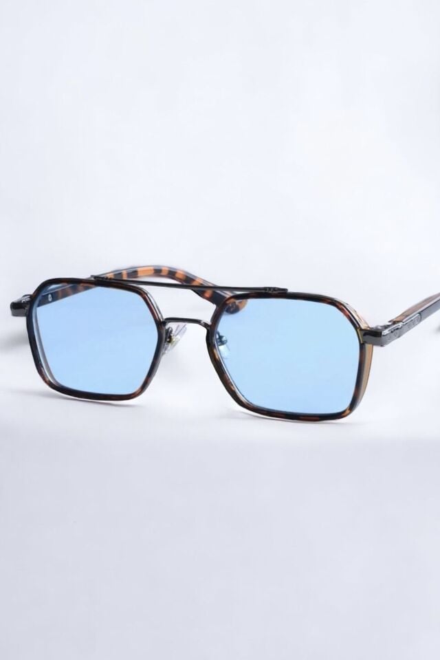 Sage Güneş Gözlüğü Unisex Leopar Çerçeve Mavi Cam Otantik Kadın Erkek Güneş Gözlüğü / Coolandbetter