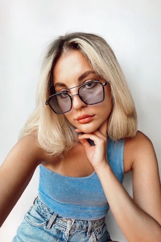 Sage Güneş Gözlüğü Unisex Leopar Çerçeve Mavi Cam Otantik Kadın Erkek Güneş Gözlüğü / Coolandbetter