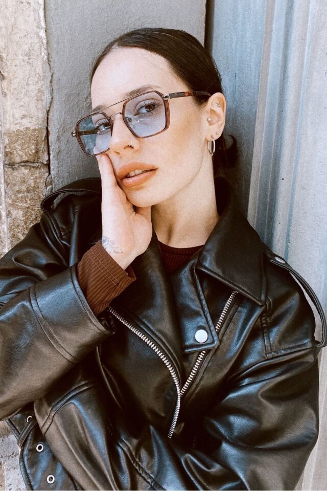 Sage Güneş Gözlüğü Unisex Leopar Çerçeve Mavi Cam Otantik Kadın Erkek Güneş Gözlüğü / Coolandbetter