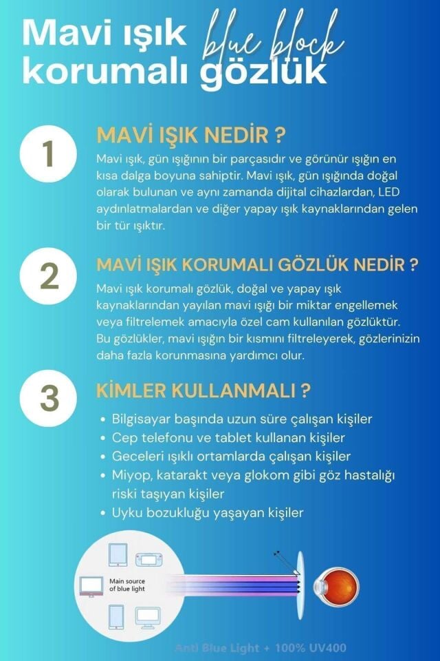 Jase Dikdörtgen Mavi Işık Korumalı Ekran Gözlük