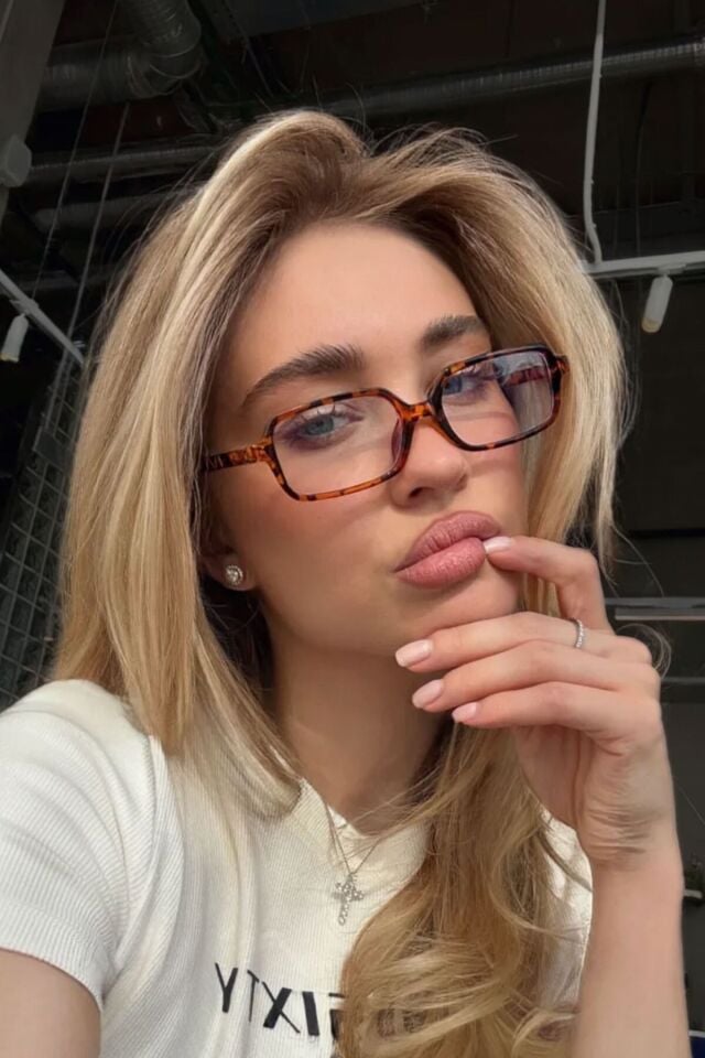Bloom Kare Şeffaf Ekran Gözlüğü - Leopar çerçeve Ince Çerçeve Şık unisex Model mavi ışık koruma
