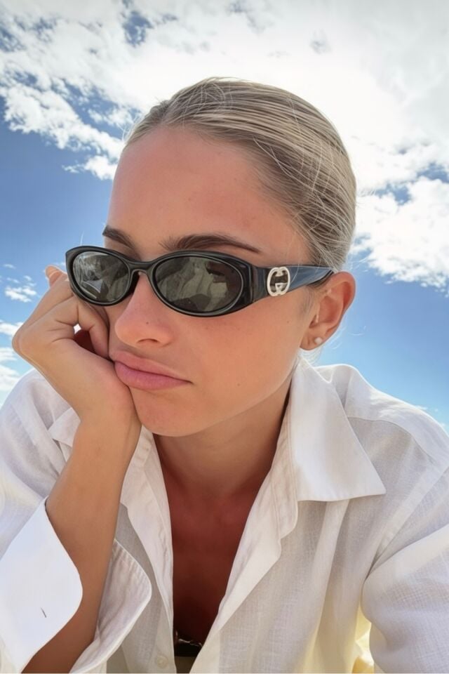REN Luxora Kadın Güneş Gözlüğü | Oval Retro Tasarım | UV400 %100 Koruma, Aksesuar Detaylı