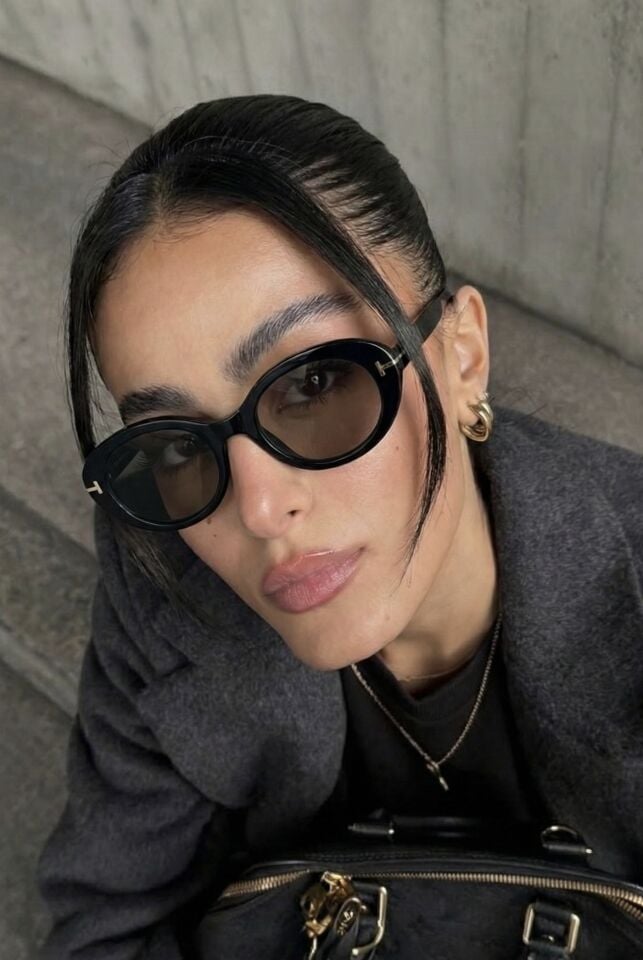 Siena Kadın Siyah çerçeve Füme cam modern popüler Oval Güneş Gözlüğü – Aksesuar Detaylı Uv400